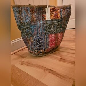 Patchwork Tote Bag with Multicolor Paisley Print